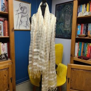 Beautiful Striped Sheer Scarf with Tassels